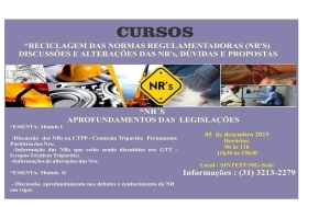 Inscrições abertas para os cursos de reciclagem e aprofundamentos das NR´S