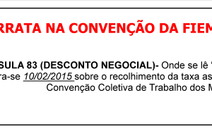 ERRATA NA CONVENÇÃO DA FIEMG
