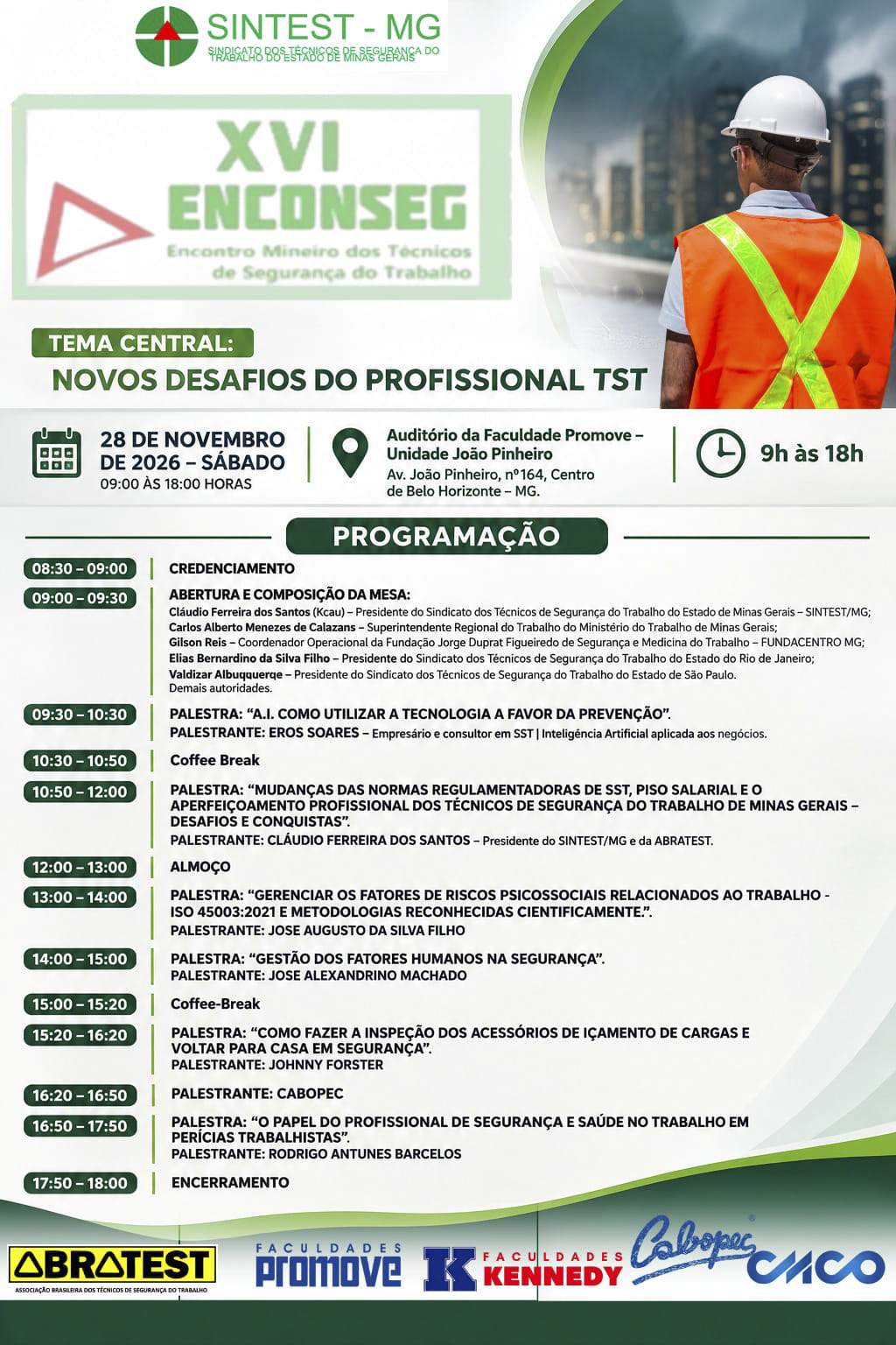 XVI ENCONSEG - ENCONTRO MINEIRO DOS T&Eacute;CNICOS DE SEGURAN&Ccedil;A DO TRABALHO